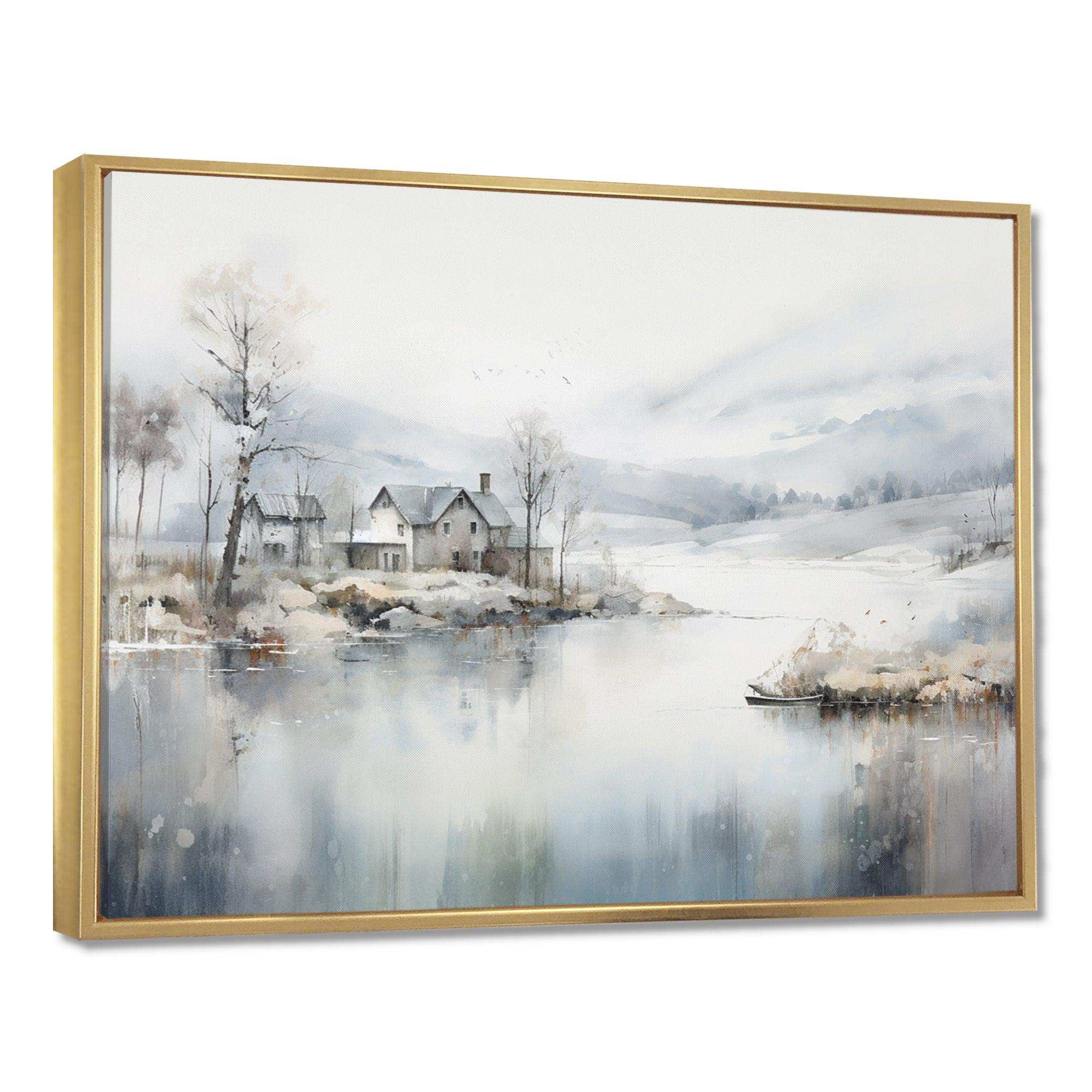 Grey And Beige Modern Scandinavian Scenery Silence - Landscapes Canvas Wall Art