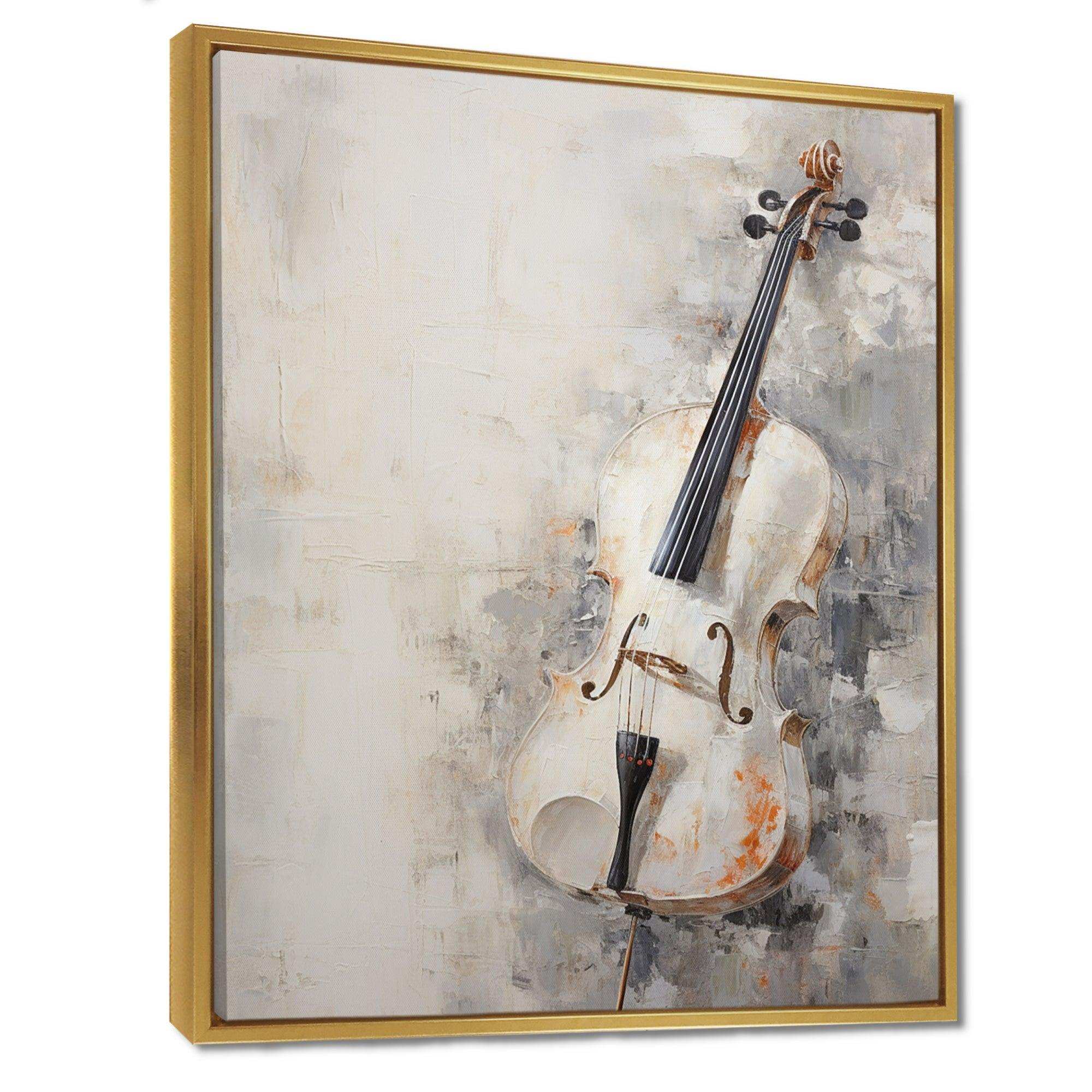 Minimalism White Violin Music - Music Canvas Wall Art