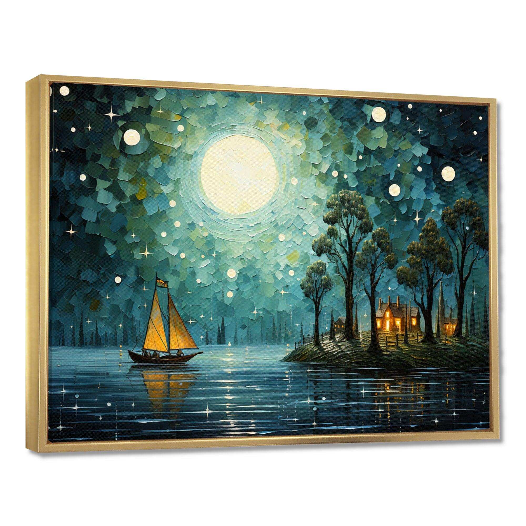 Moonlight Whimsical Pirate Ship Tales Of The Tides - People Canvas Wall Art
