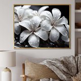 Plumeria Blooms In Stormy Grays - Floral Canvas Wall Art