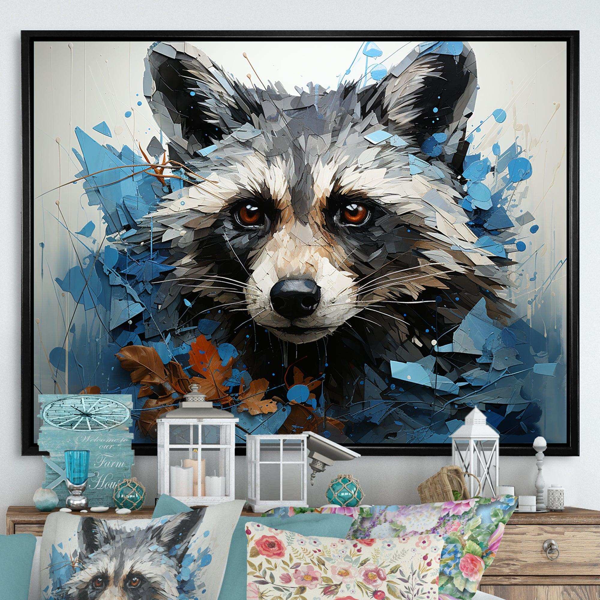 Mischief Raccoon Portrait I - Animals Canvas Wall Art