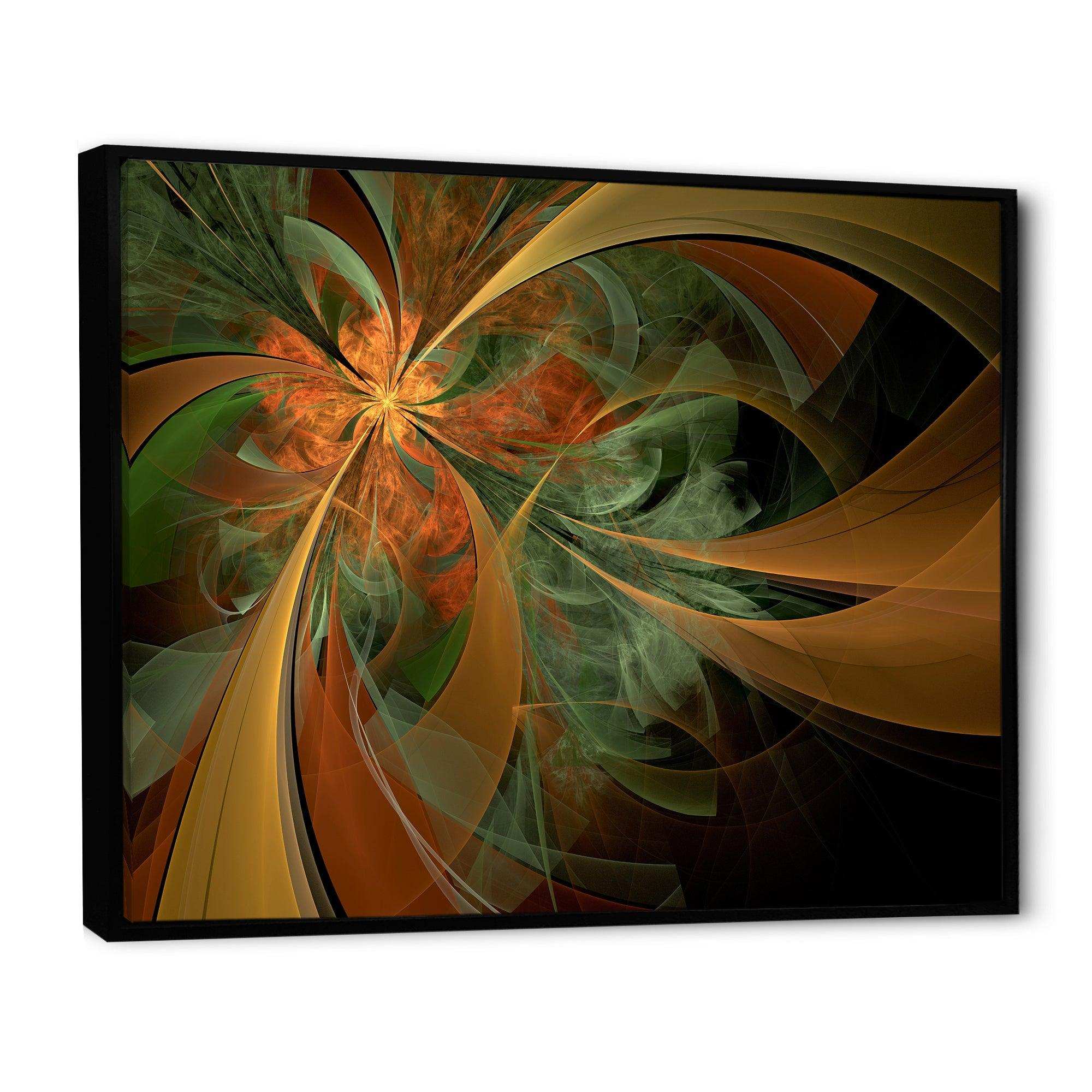 Symmetrical Orange Digital Fractal Flower