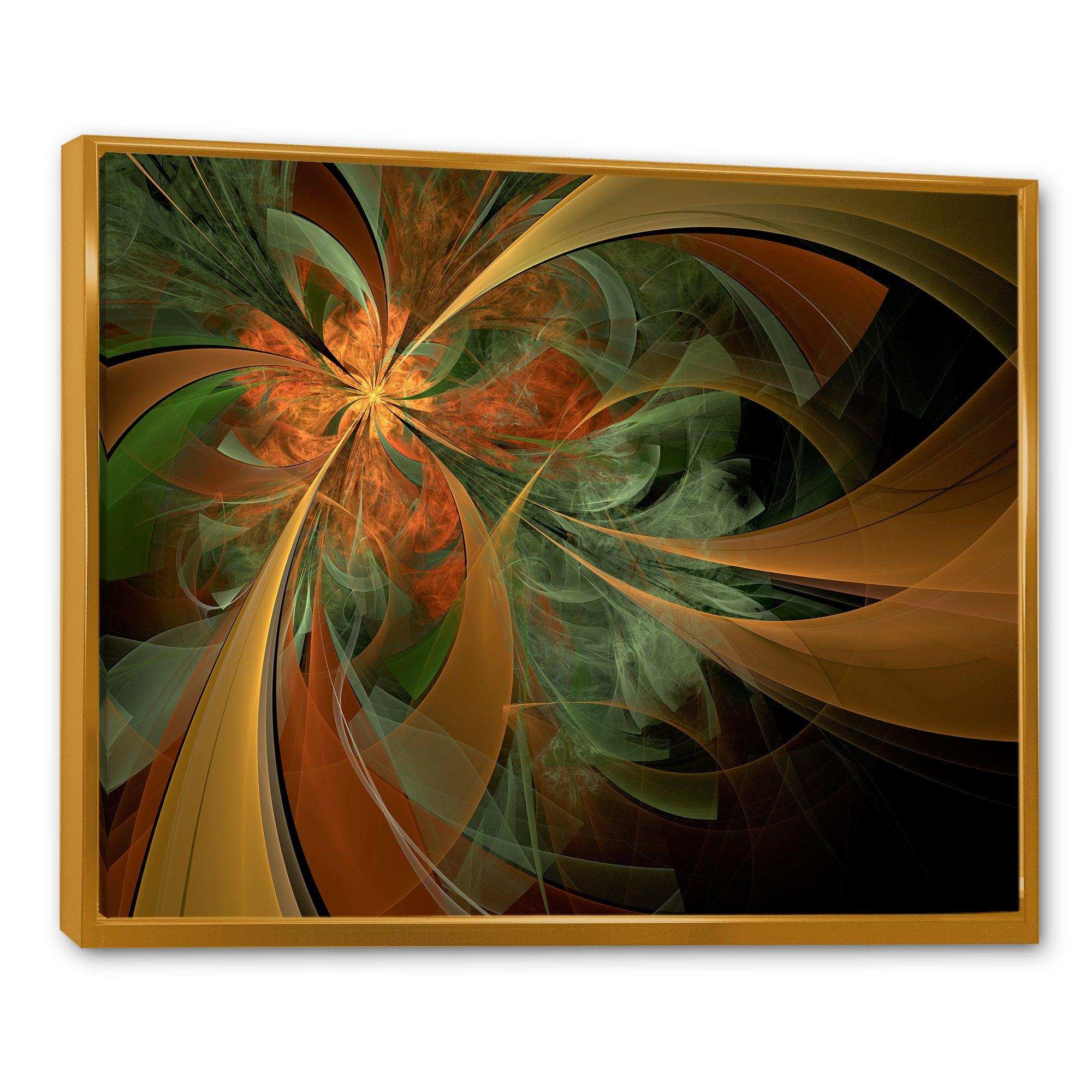 Symmetrical Orange Digital Fractal Flower