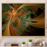 Symmetrical Orange Digital Fractal Flower