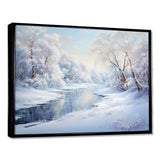 Winter River Snow Charm Landscape IV - Landscapes Canvas Wall Art