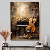 Vintage Violin And Piano Harmony - Music Canvas Wall Art