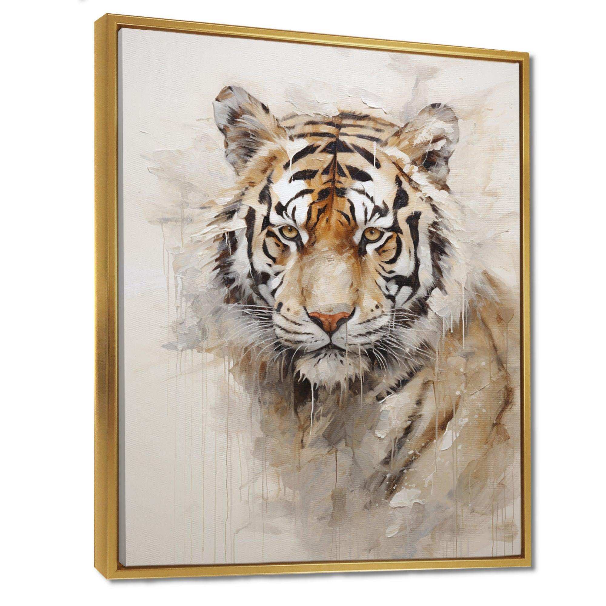 Minimalism Beige Tiger III - Animals Canvas Wall Art