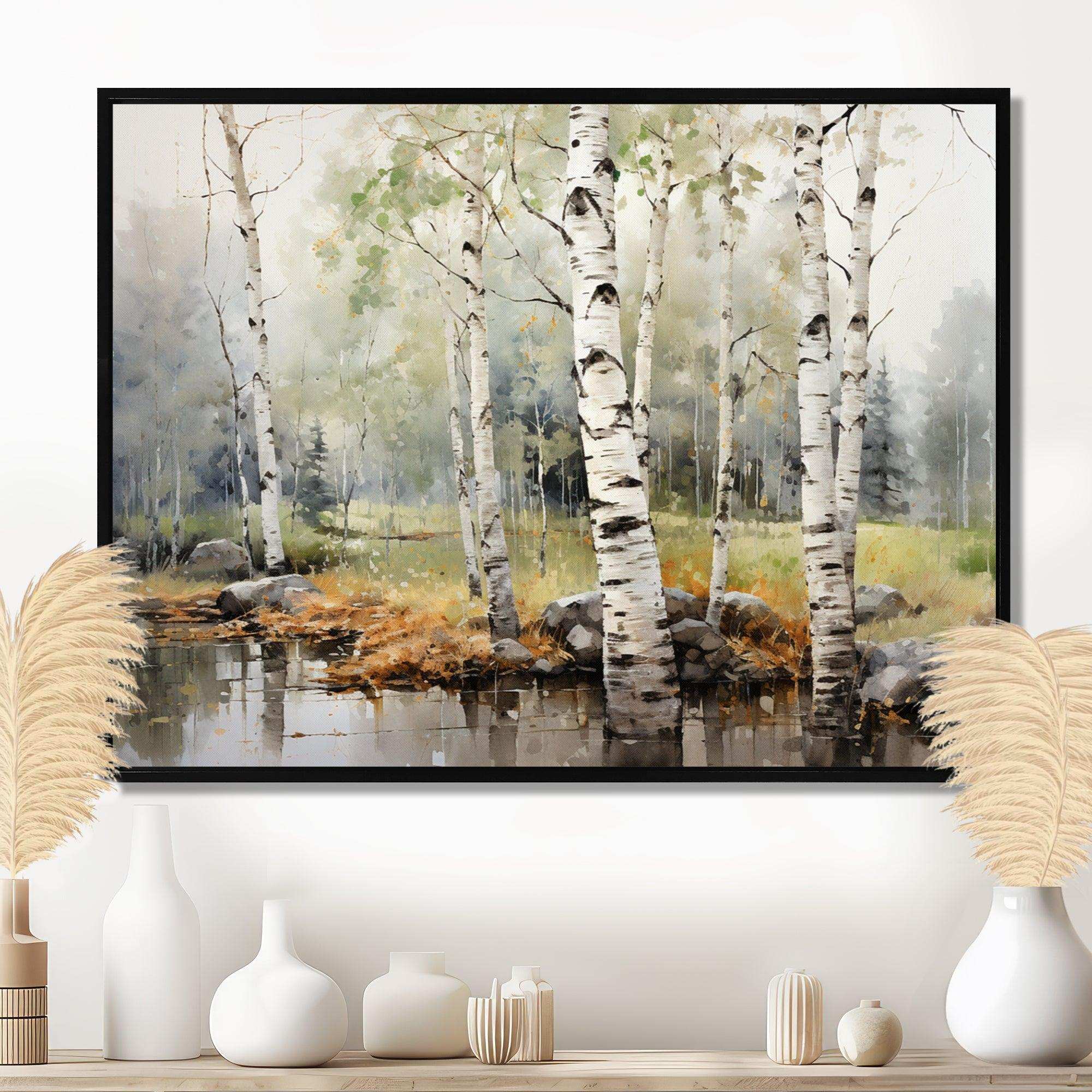 Green Birch Wood Beauty I - Floral Canvas Wall Art