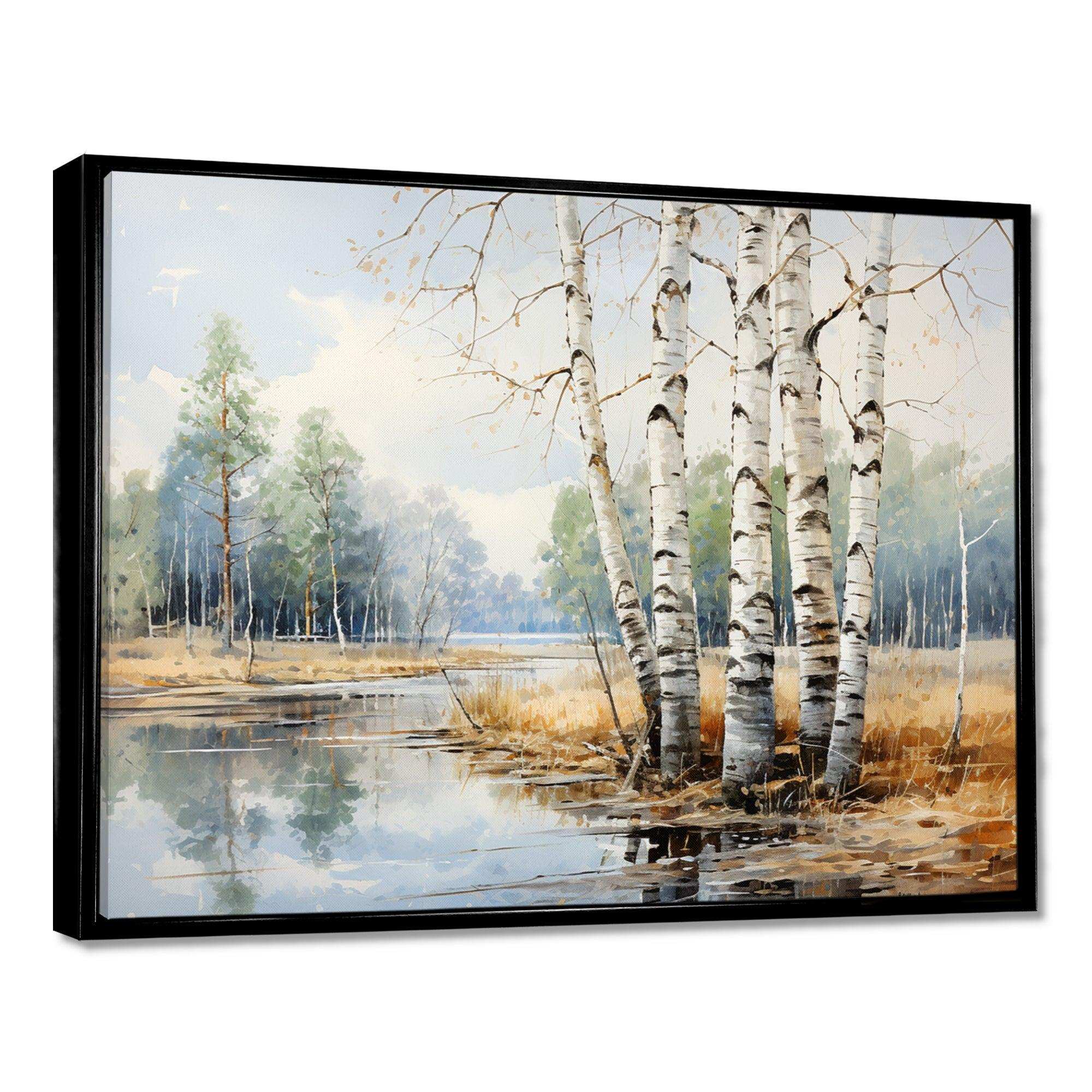 Beige And Grey Birch Wood Beauty - Floral Canvas Wall Art