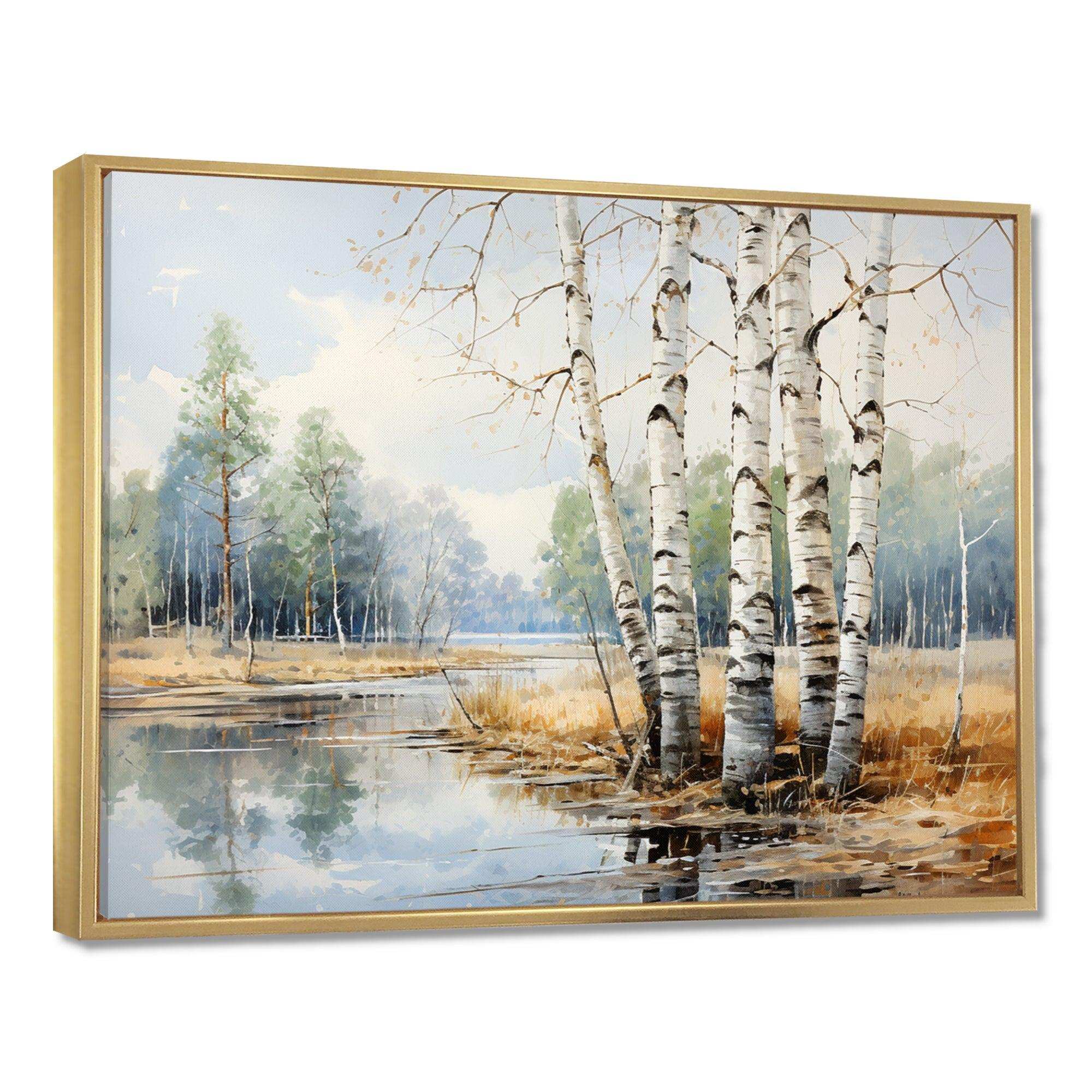 Beige And Grey Birch Wood Beauty - Floral Canvas Wall Art