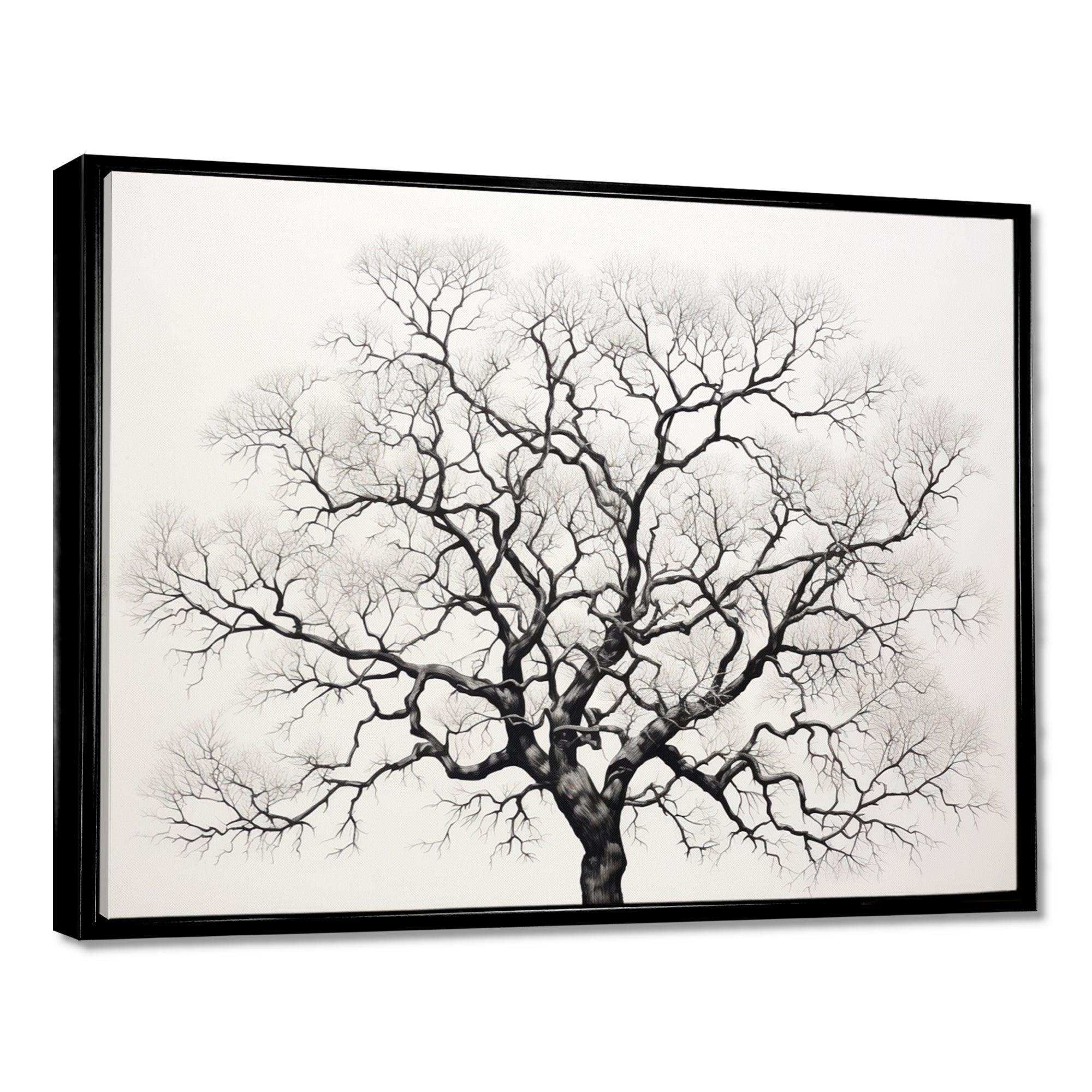 Minimalism Black And White Trees Oak - Floral Canvas Wall Art