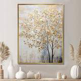 Minimalism Gold And Blue Trees Scene - Landscapes Canvas Wall Art