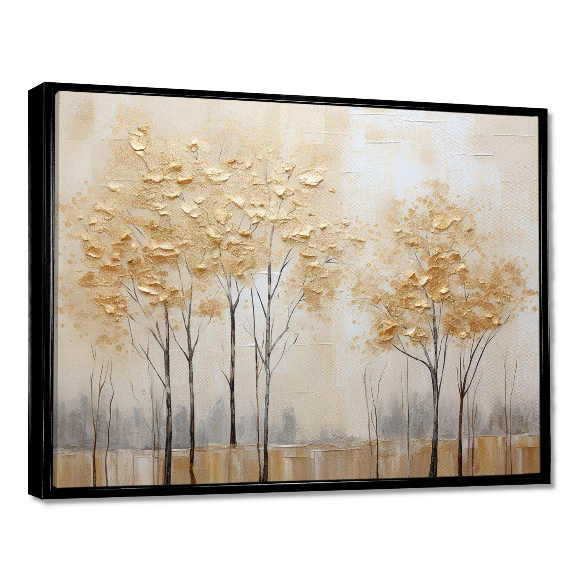 Minimalism Golden Trees Tranquility I - Landscapes Canvas Wall Art