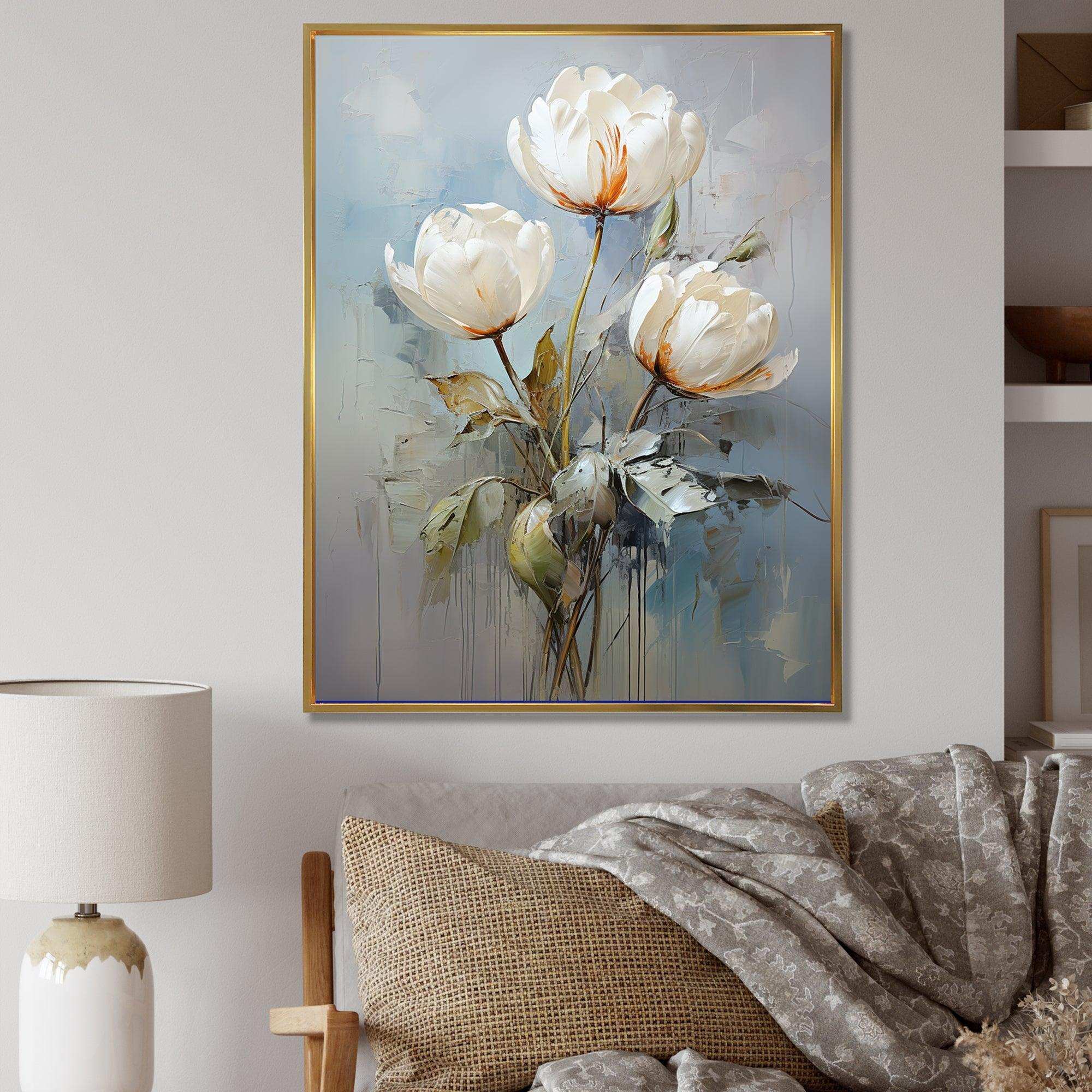 Gray Tulip Quiet Stand I - Floral Canvas Wall Art