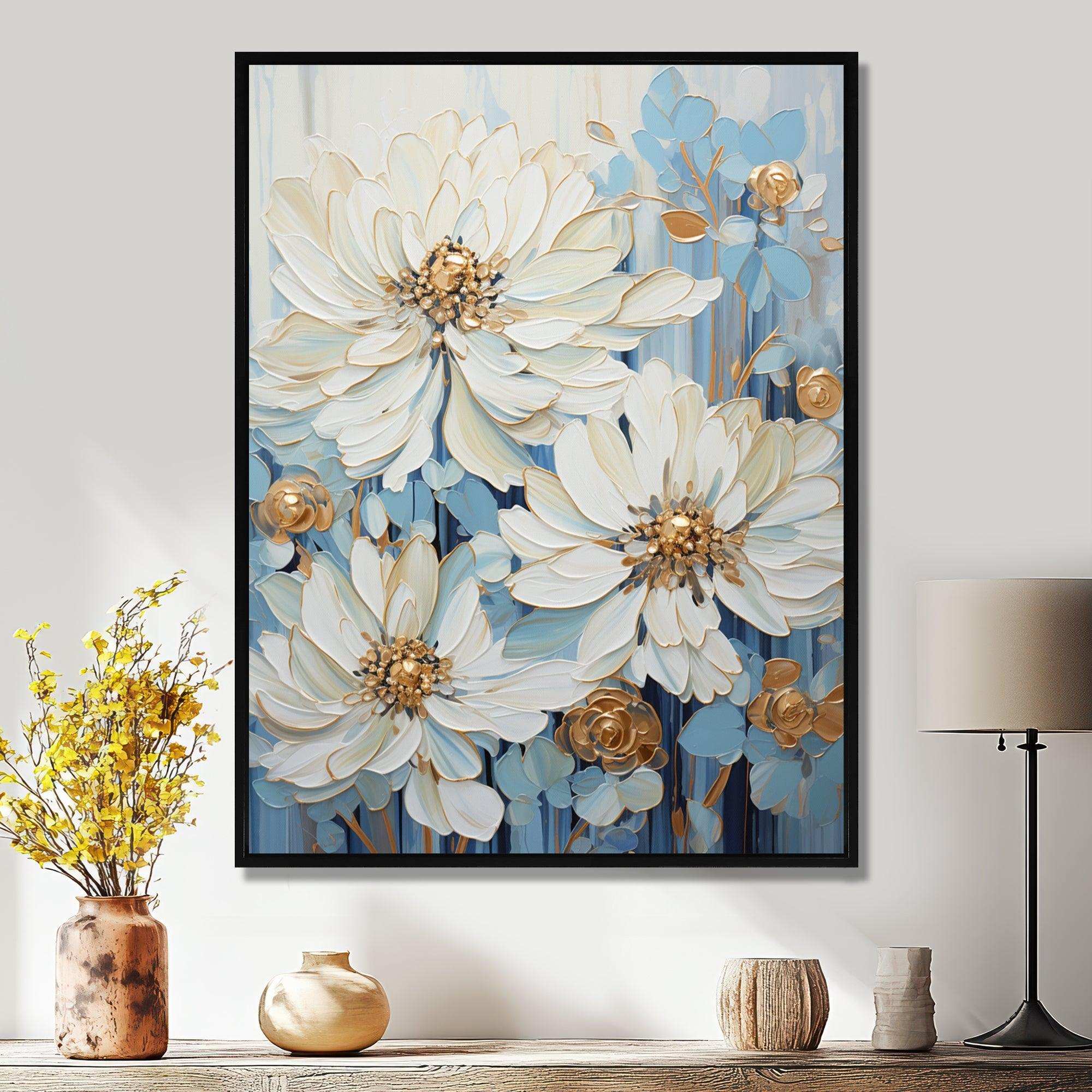 Nature of blue Zinnias Symphony - Floral Canvas Wall Art