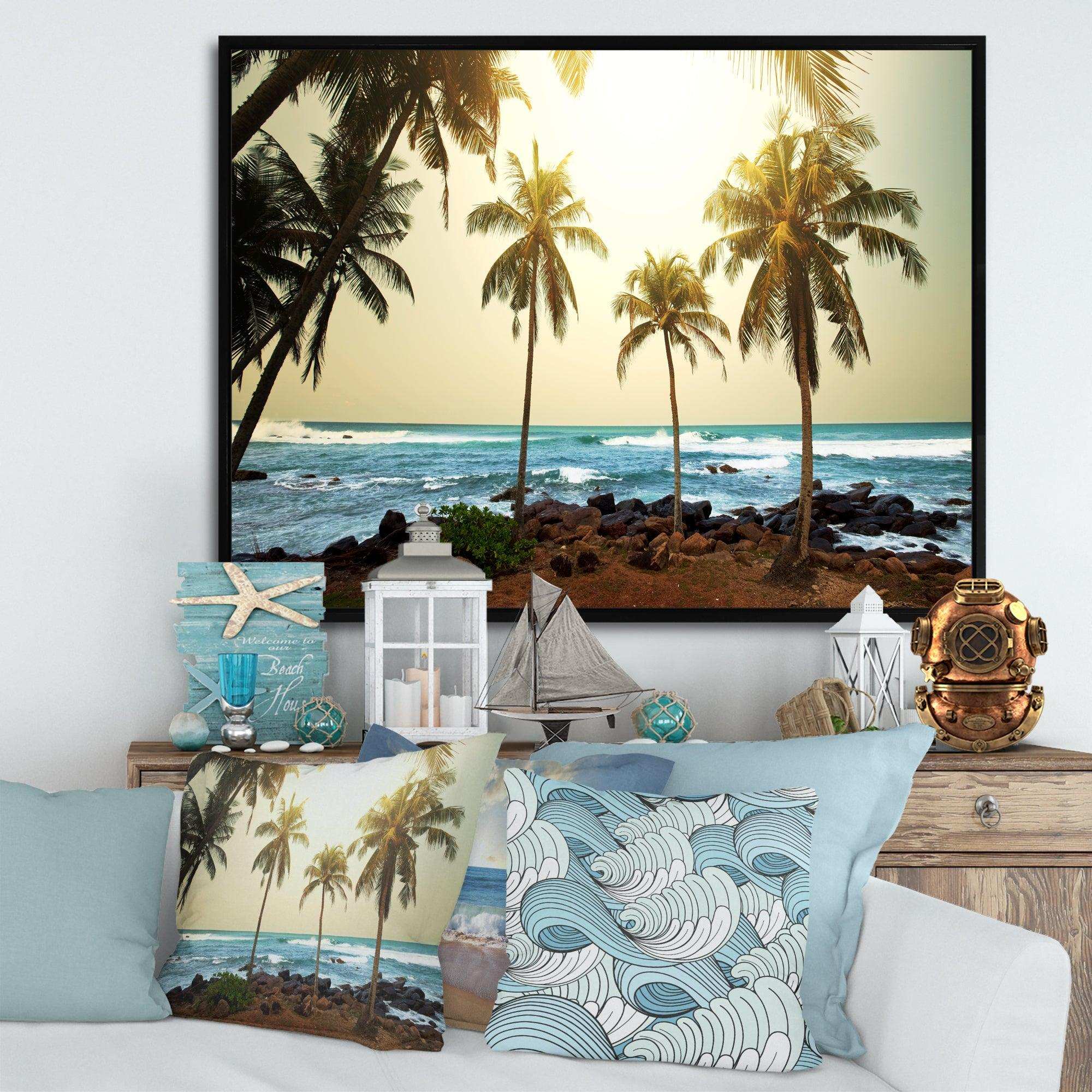 Rocky Tropical Beach with Palms