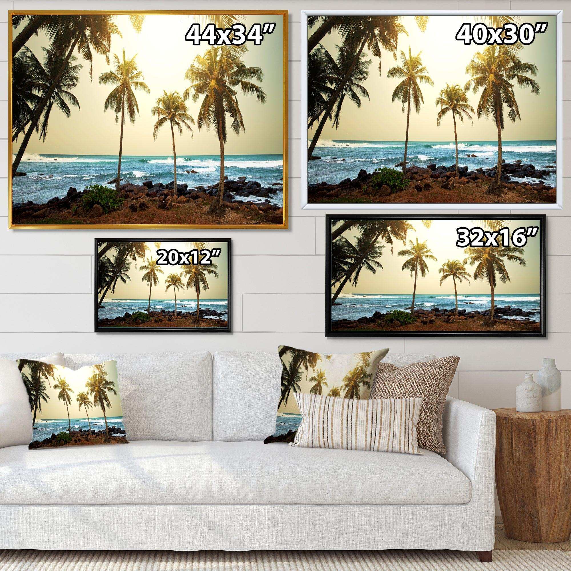 Rocky Tropical Beach with Palms