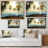 Rocky Tropical Beach with Palms