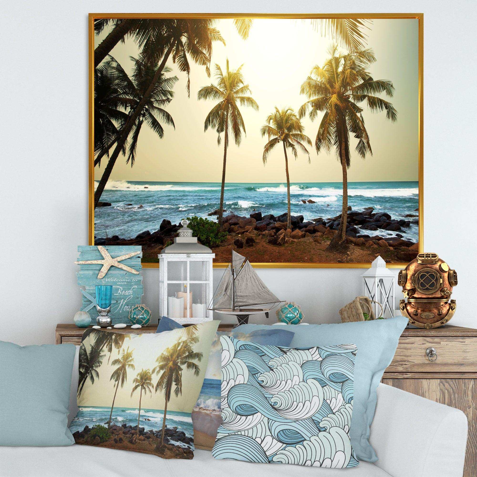 Rocky Tropical Beach with Palms