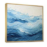 Blue and white modern waves of the Coast I - Coastal Canvas Wall Art