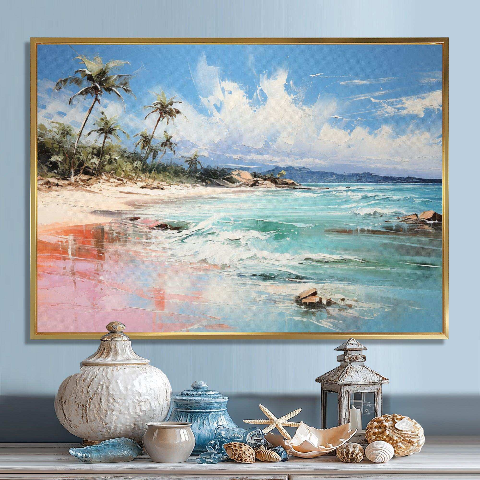 Green Tropical beach Escape I - Coastal Canvas Wall Art