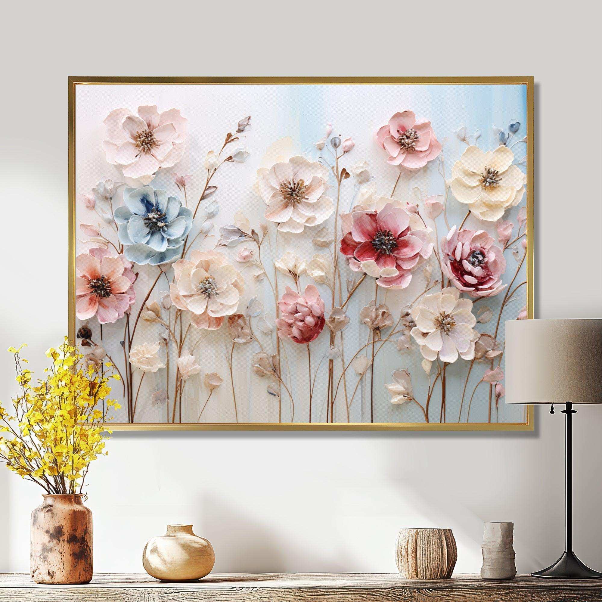 White and pink Floral Wonderland - Floral Canvas Wall Art