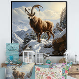 Minimalist goat winter mountain adventure - Animals Canvas Wall Art