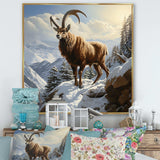 Minimalist goat winter mountain adventure - Animals Canvas Wall Art