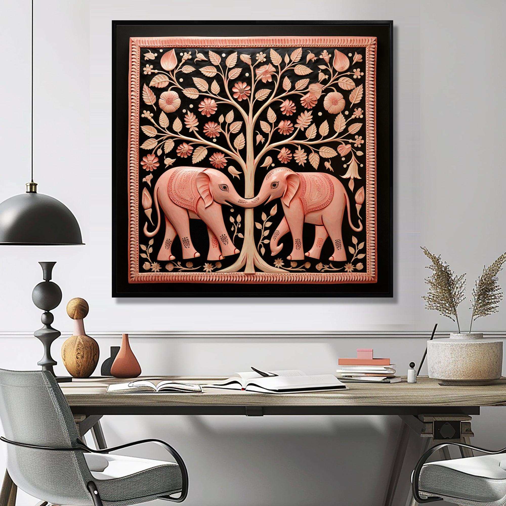 Indian Art Jaipur Elephants 3 - People Canvas Wall Art