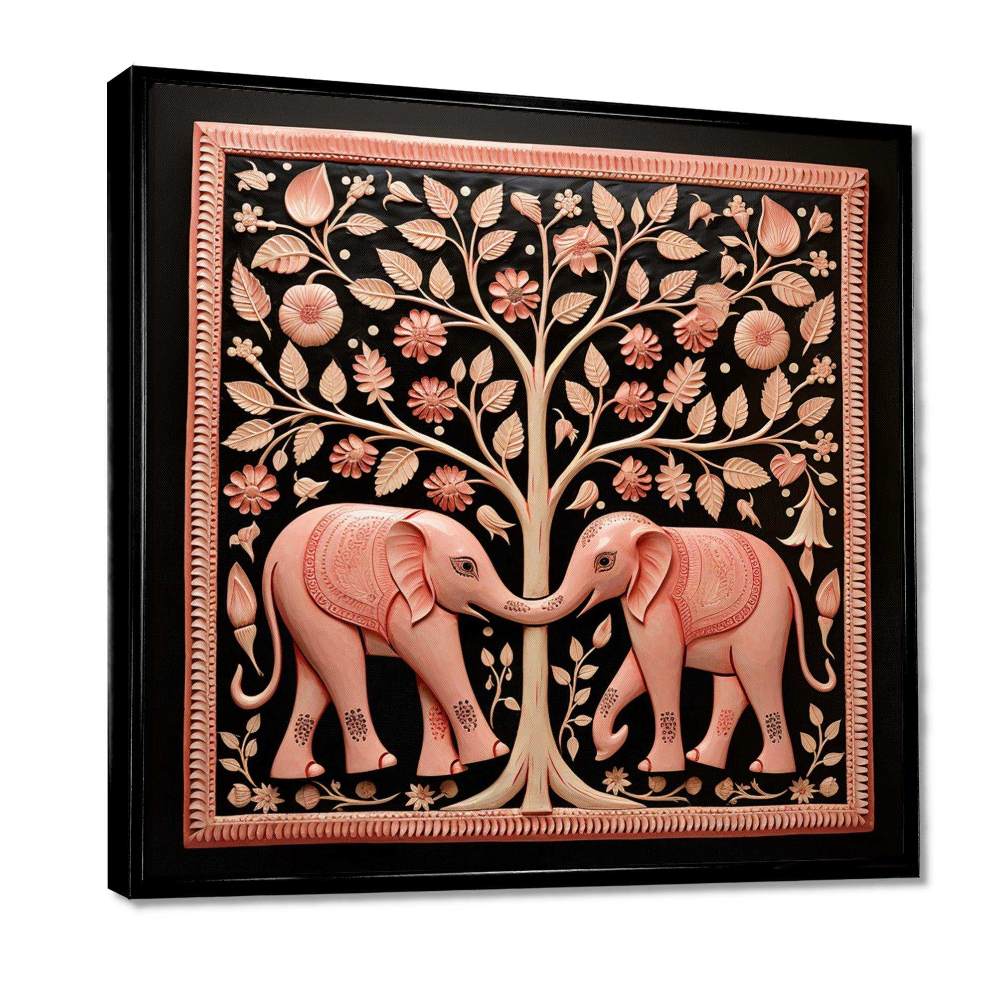 Indian Art Jaipur Elephants 3 - People Canvas Wall Art