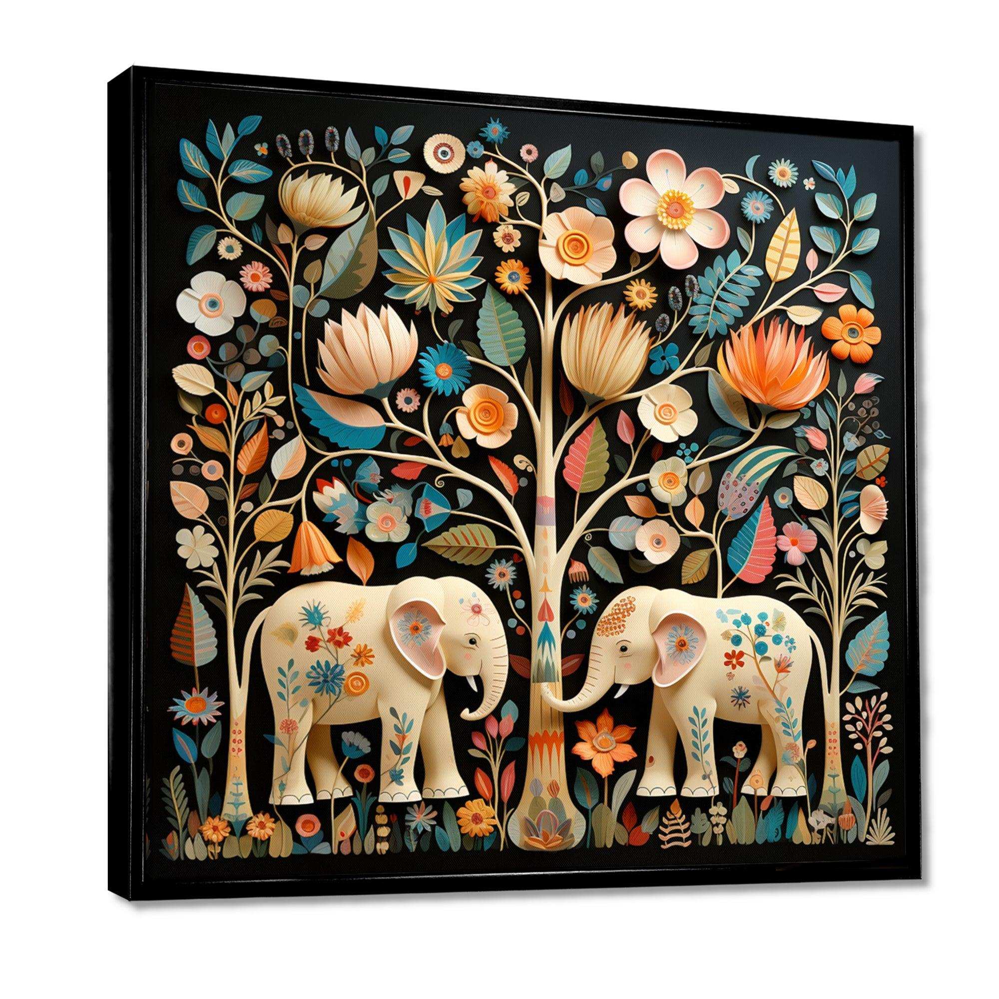 Indian Art Jaipur Elephants 4 - People Canvas Wall Art