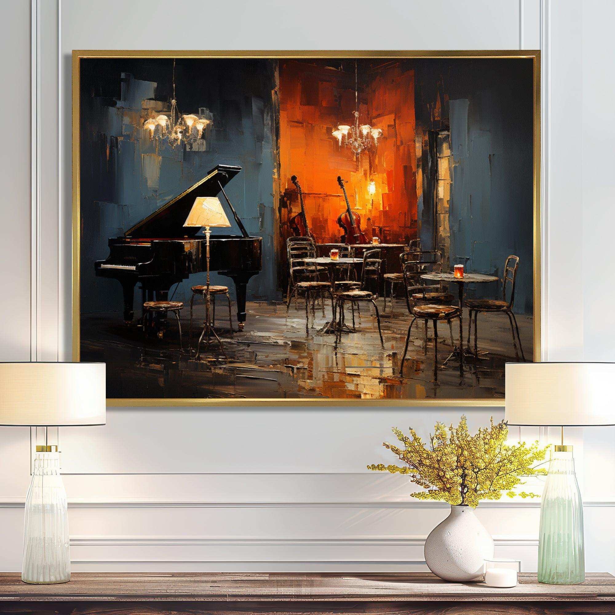 Vintage pinao sonata in jazz cafe II - Music Canvas Wall Art