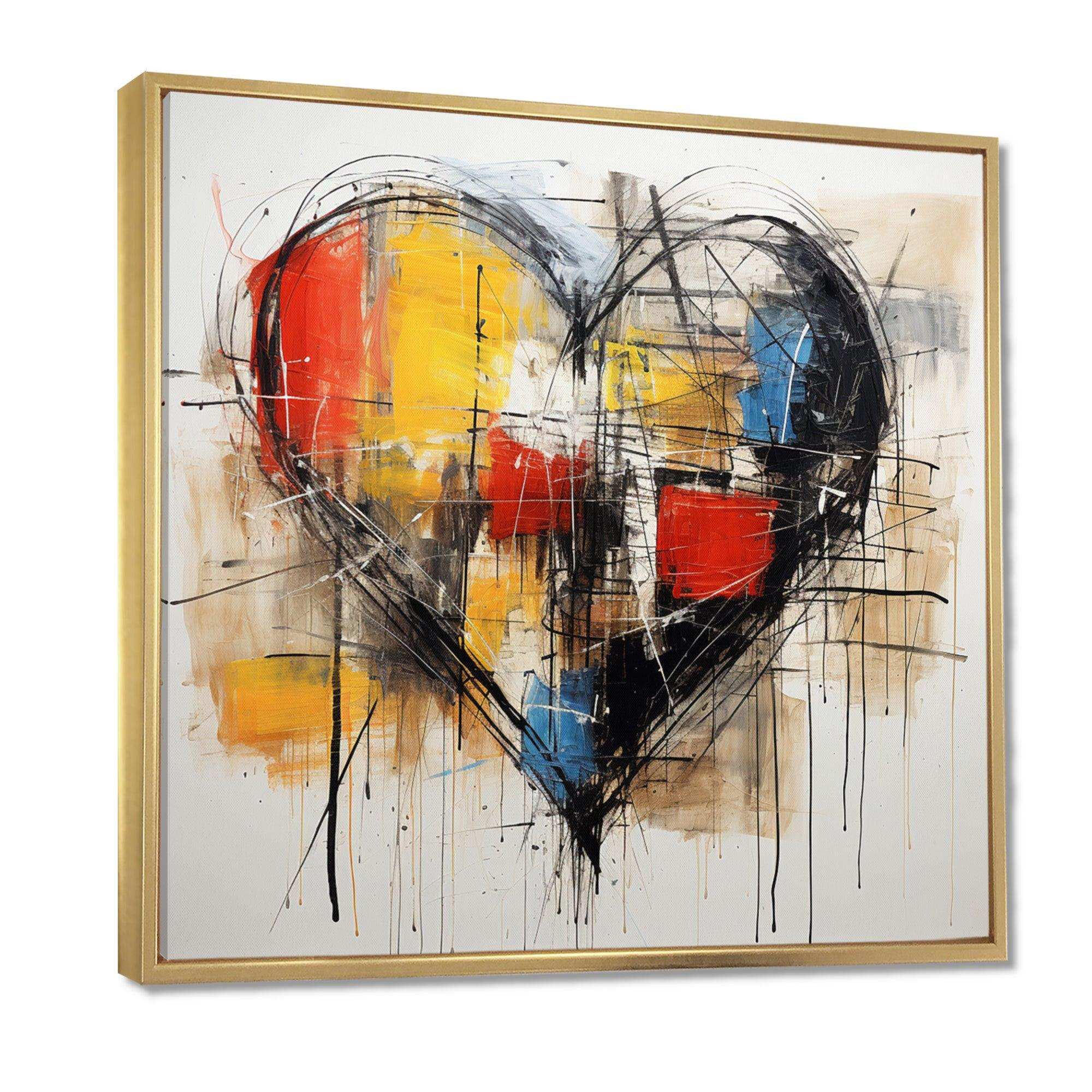 Pop Art heart abstract collages - Abstract Canvas Wall Art