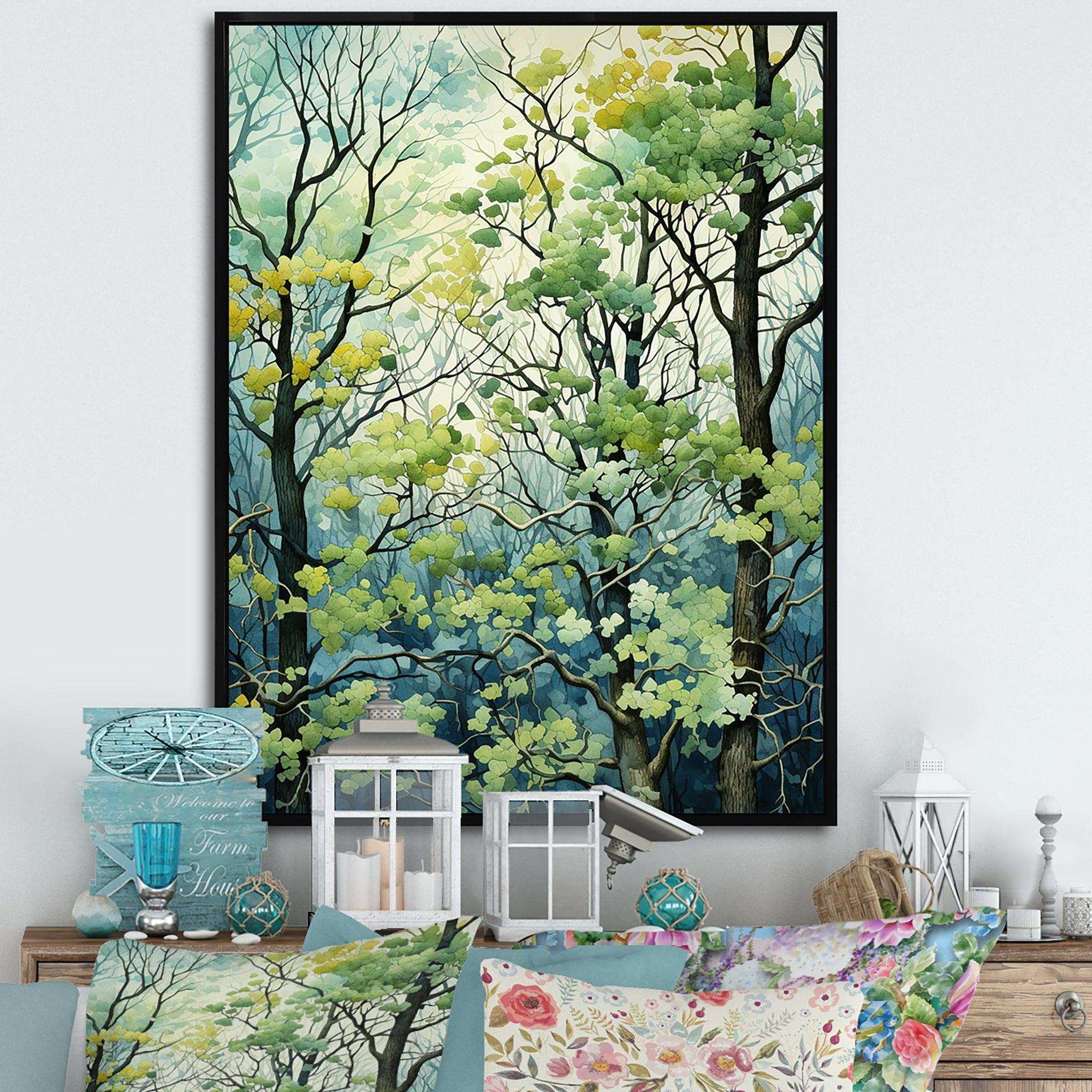 Green Tree American Basswood spring blooms IV - Landscapes Canvas Wall Art