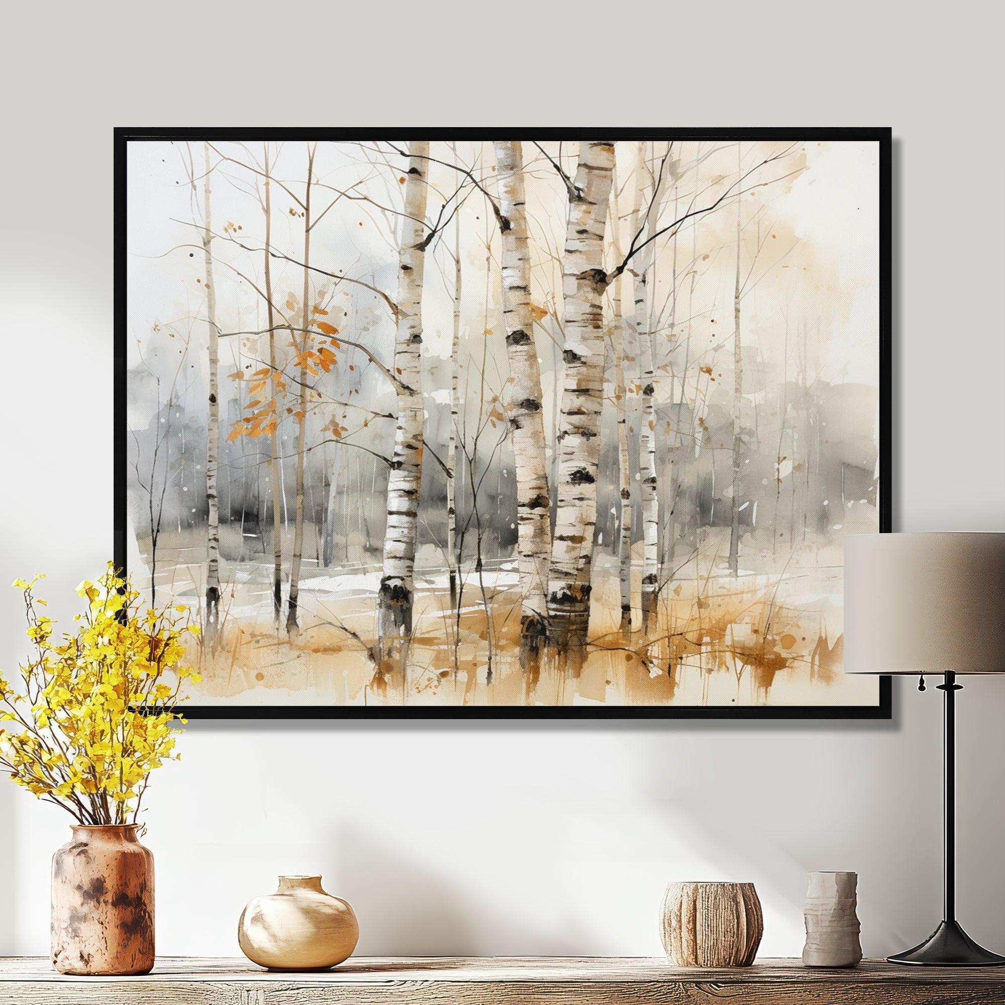 Winter birch wood forest I - Floral Canvas Wall Art