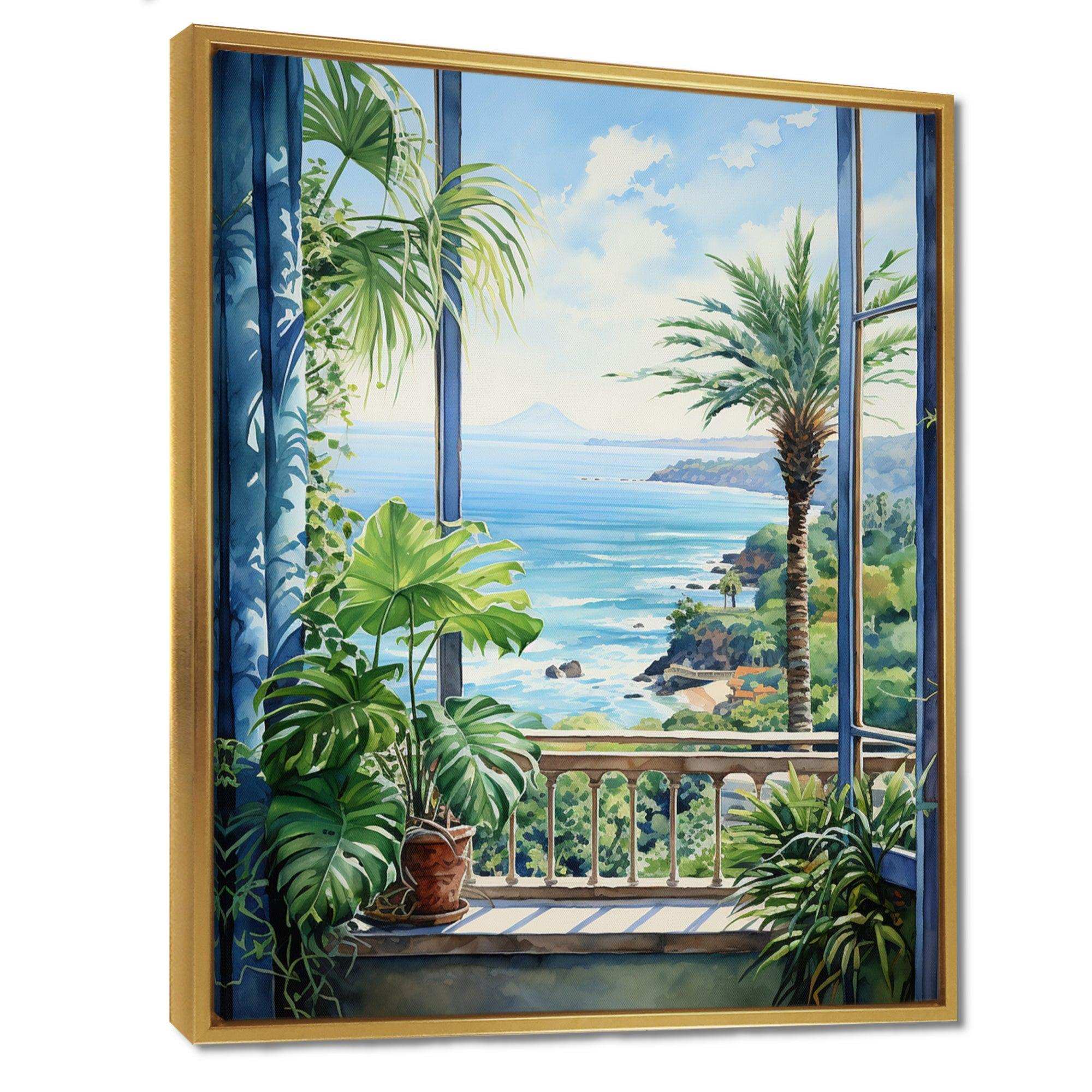 Tropical windows to the beach II - Coastal Canvas Wall Art