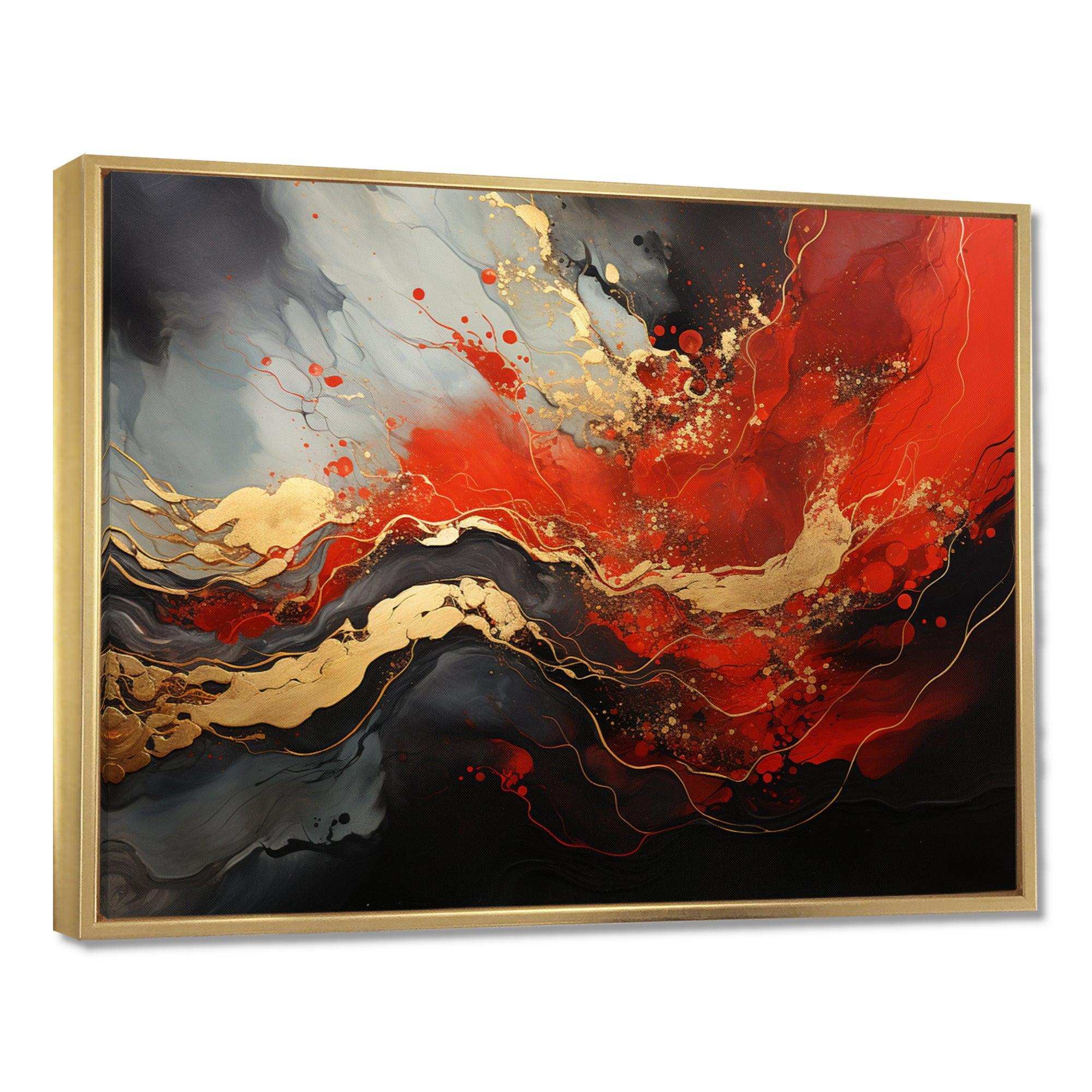 Red and gold marble fire I - Abstract Canvas Wall Art