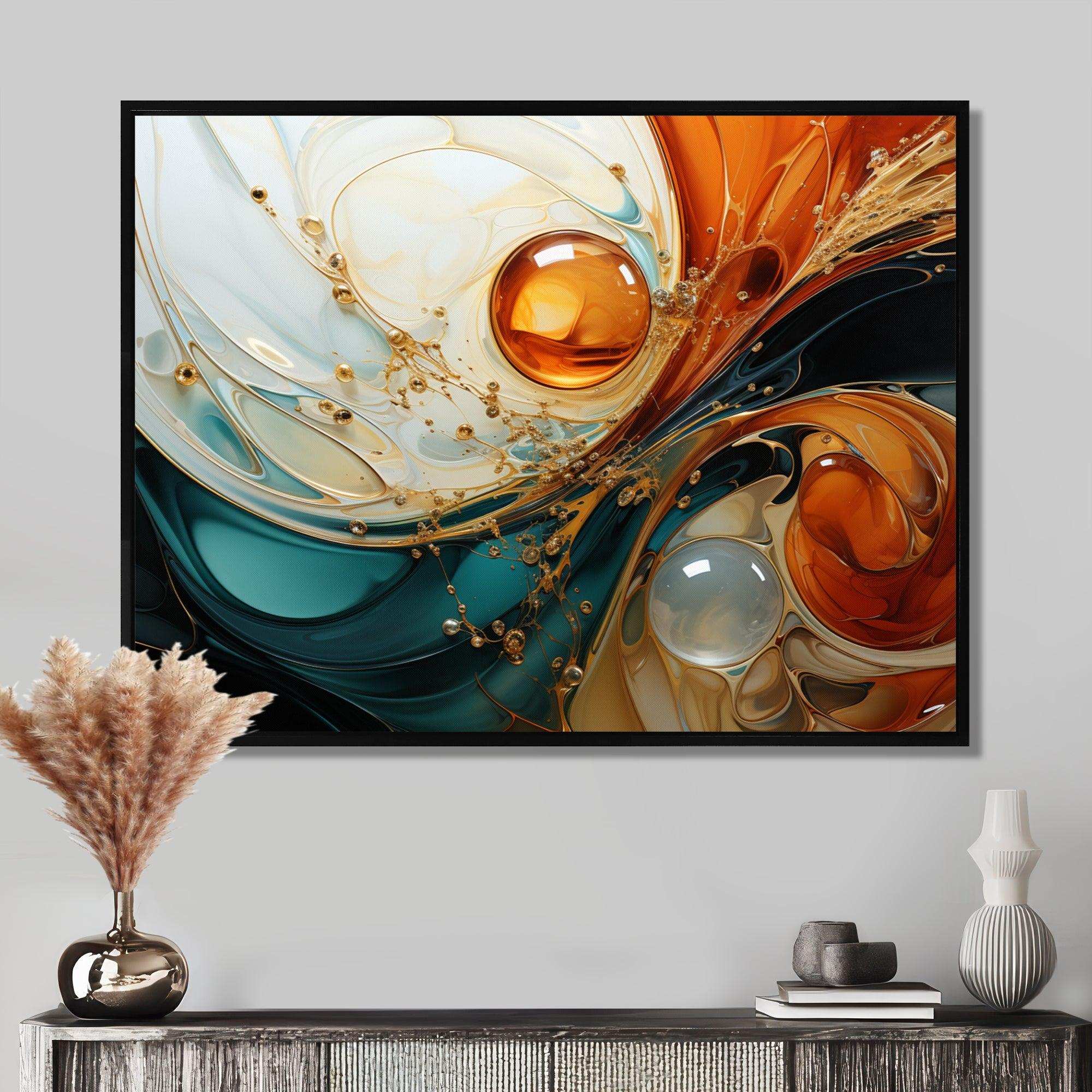 Orange and emerald marble lava IV - Abstract Canvas Wall Art