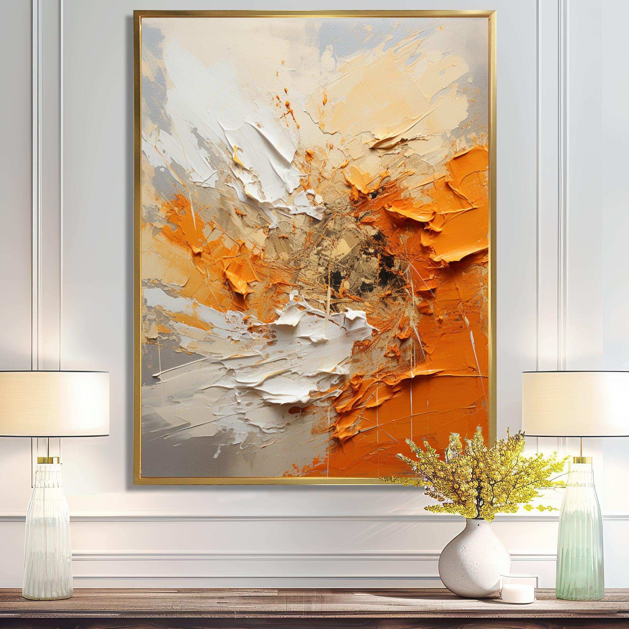 Orange and beige Echoes of modern shapes I - Abstract Canvas Wall Art