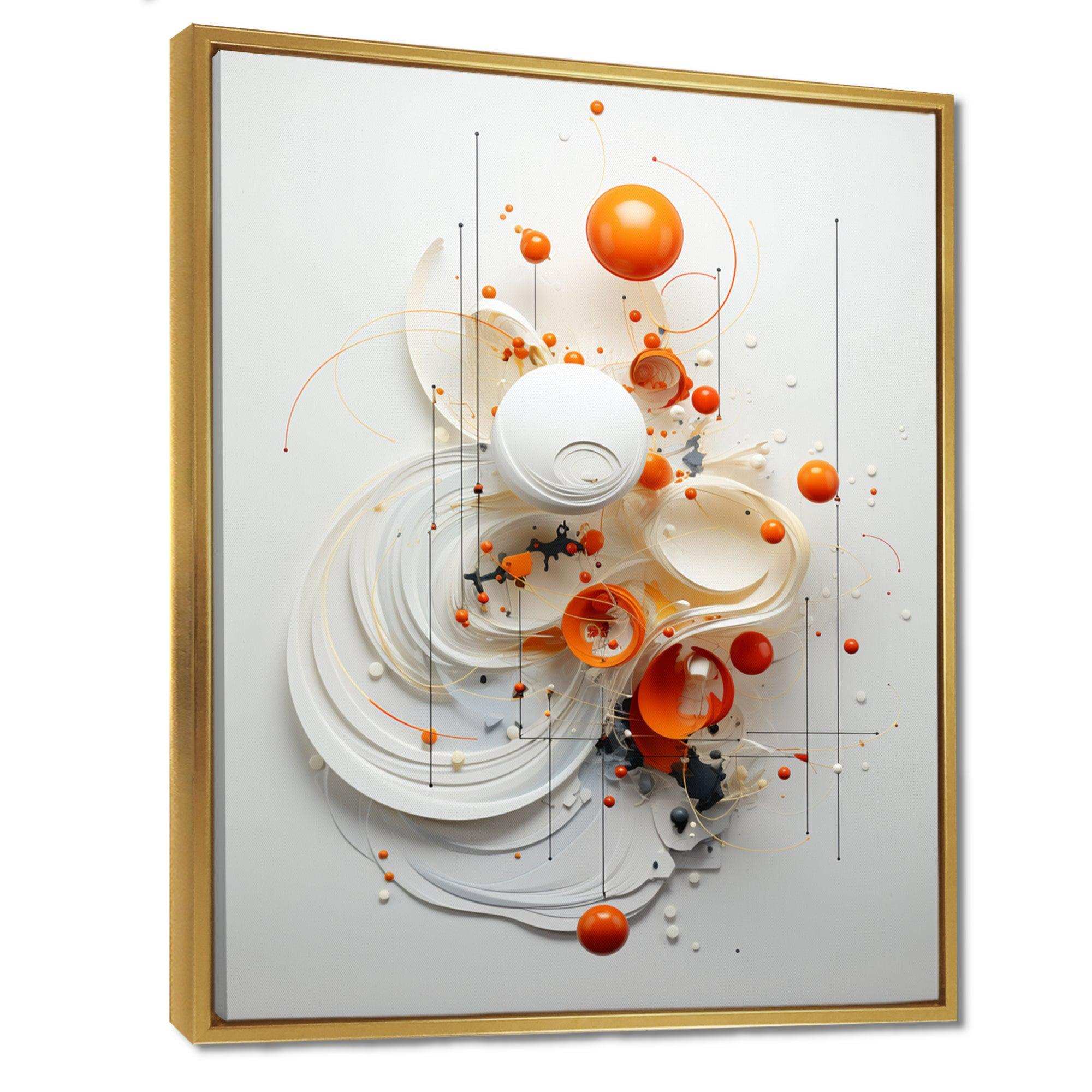 Orange and white Spiraling Symmetry I - Abstract Canvas Wall Art