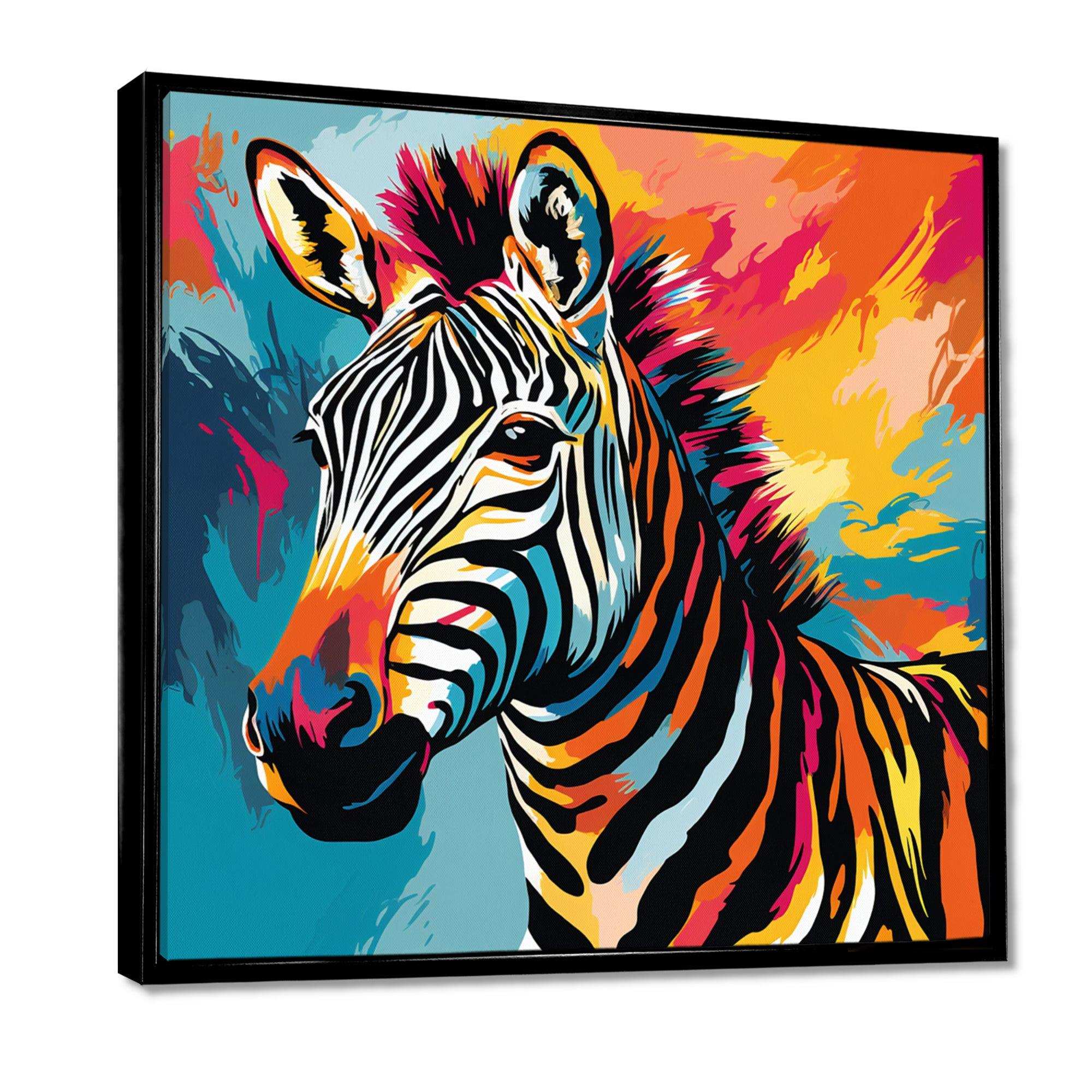 Colorful Popart Zebra fantasy I - Animals Canvas Wall Art