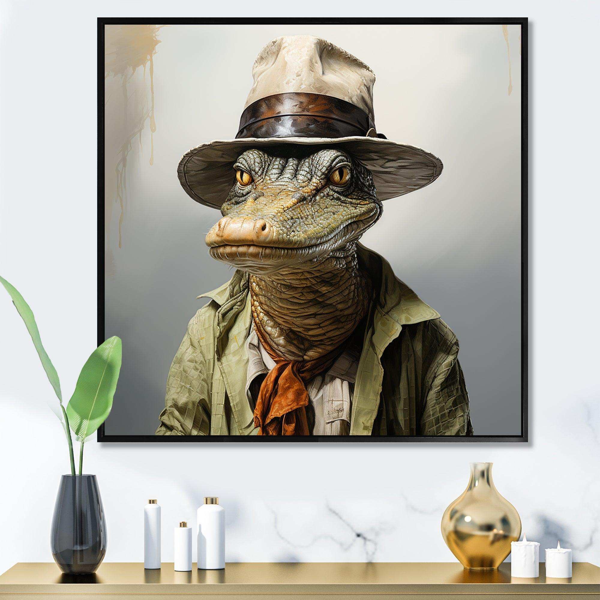 Countryside alligator in suit  I - Crocodile Canvas Wall Art