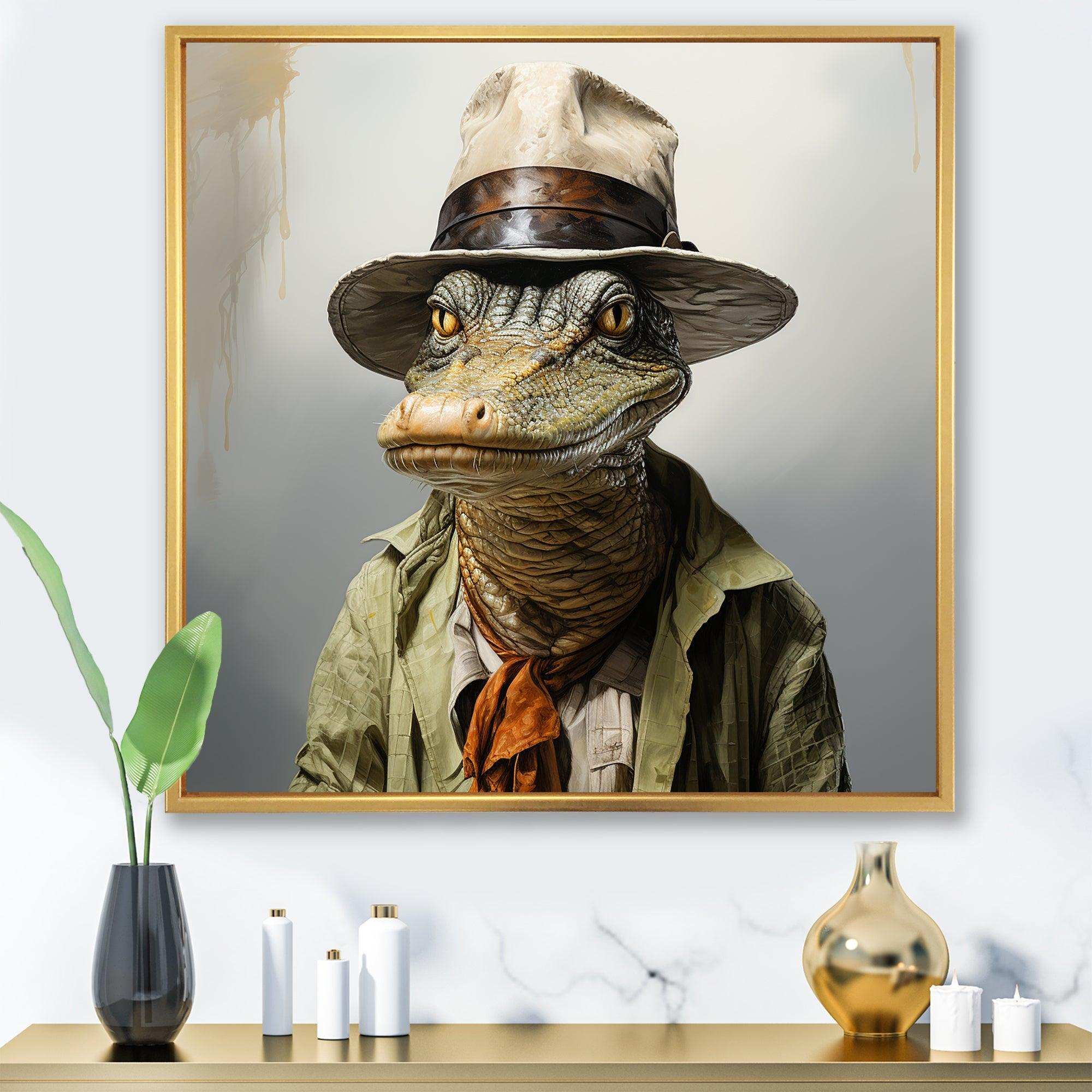 Countryside alligator in suit  I - Crocodile Canvas Wall Art