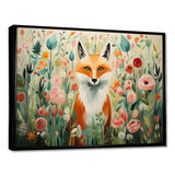 Orange and pink Fox in mattise style IV - Animals Canvas Wall Art