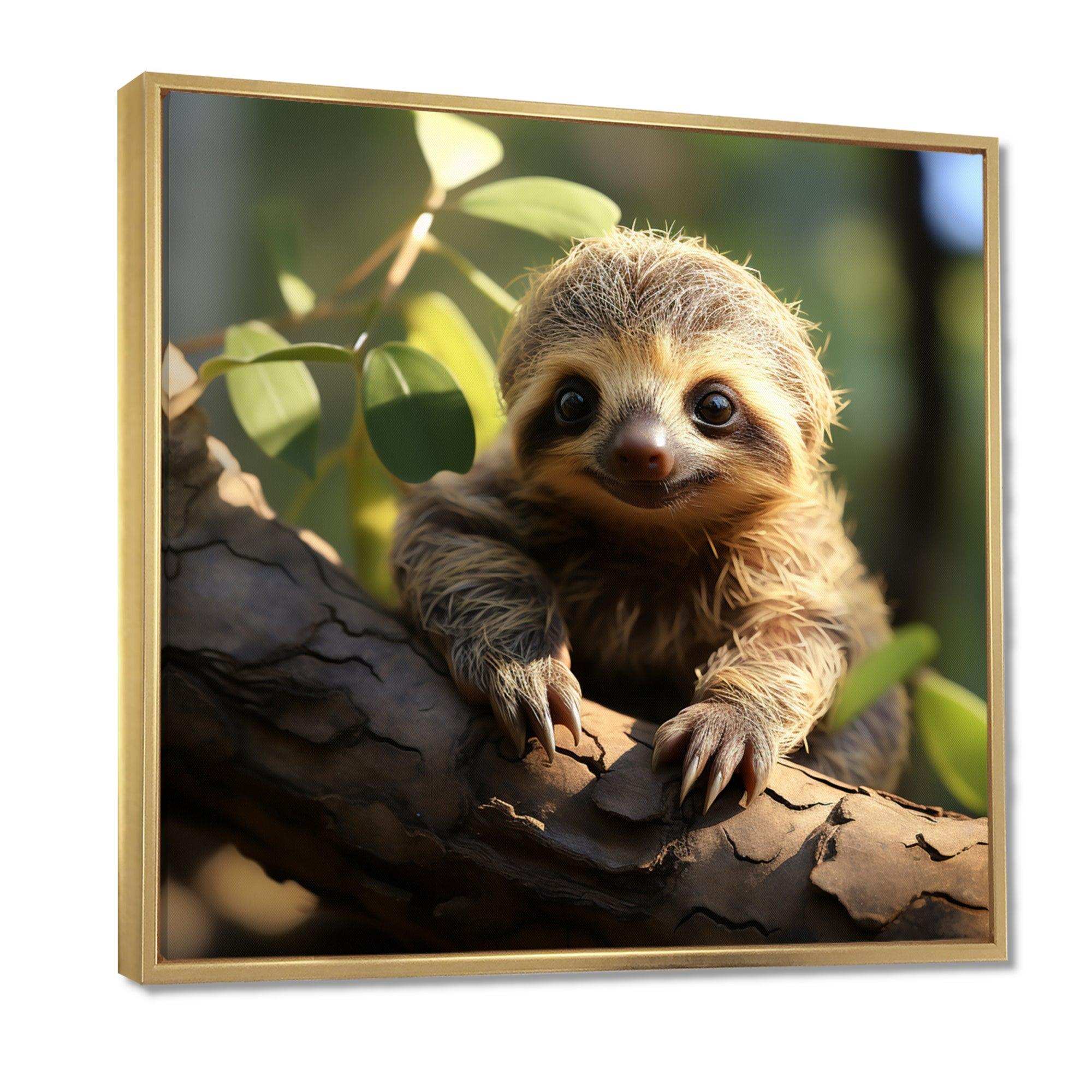 Baby Sloth photo - Animals Canvas Wall Art