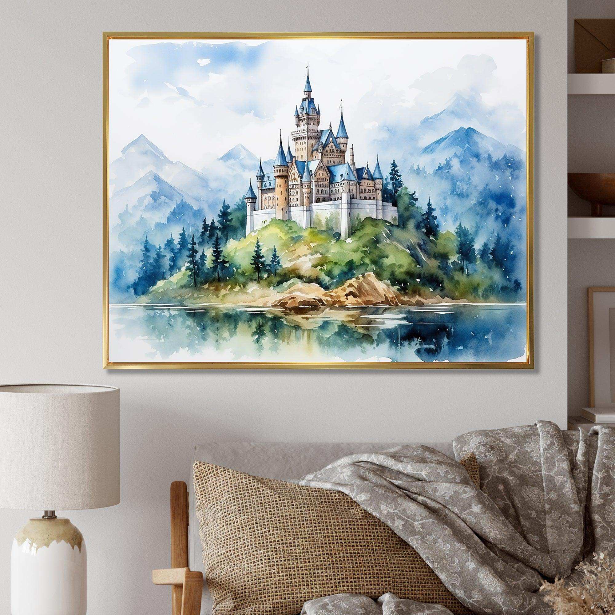 Middle Ages Castle mountains - Architecture Canvas Wall Art