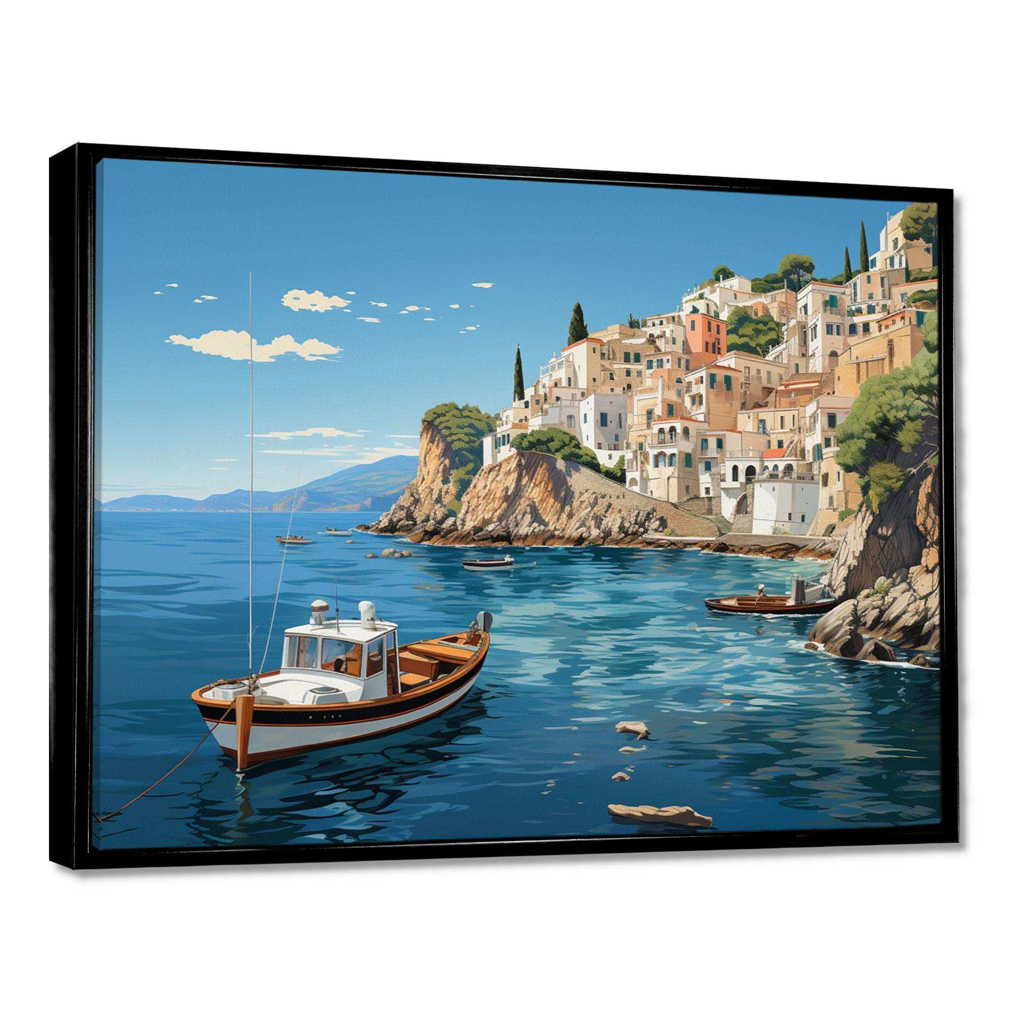 Capri Italy Blue A Mediterranean village III - Landscapes Canvas Wall Art