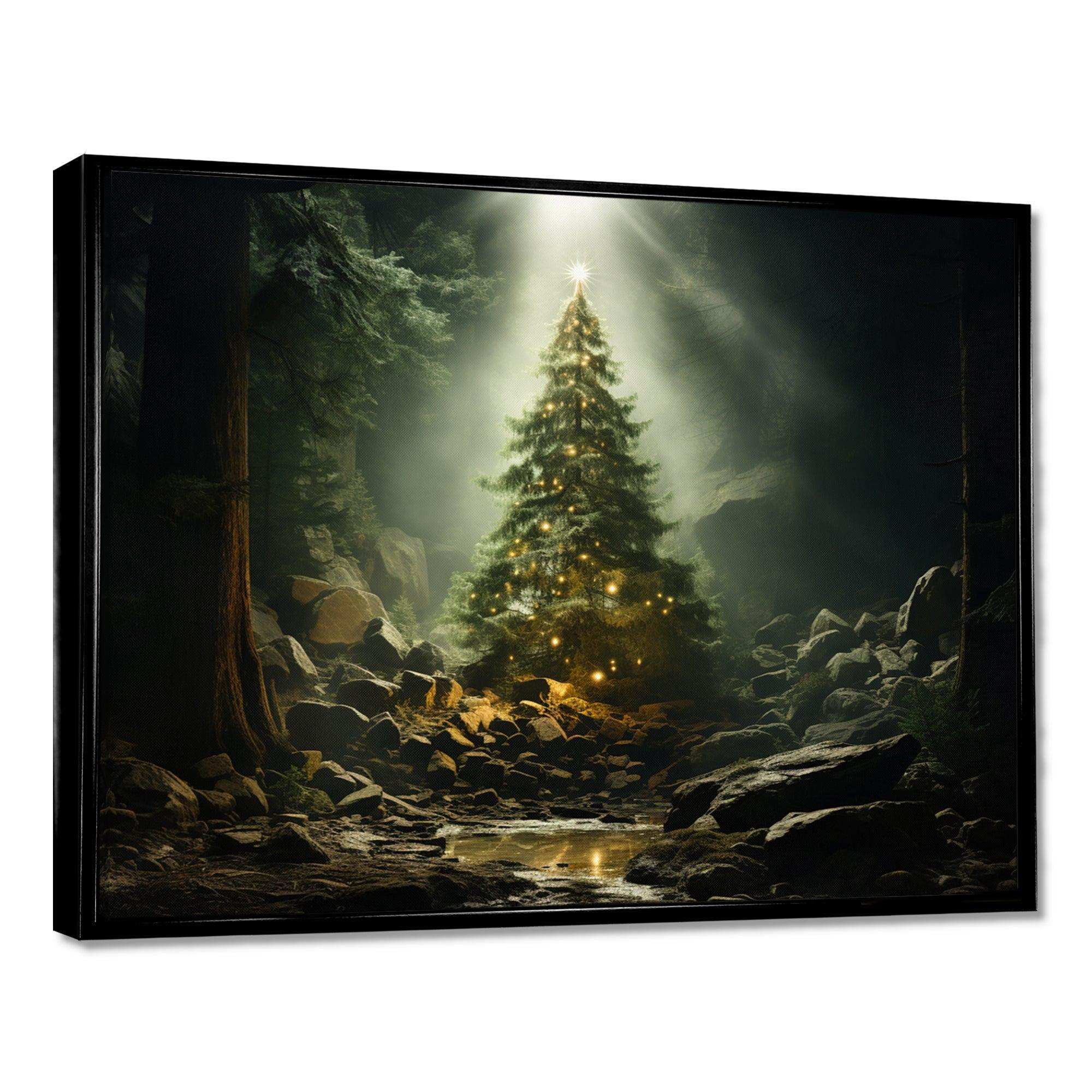 Green Magical Christmas Tree - Landscapes Canvas Wall Art