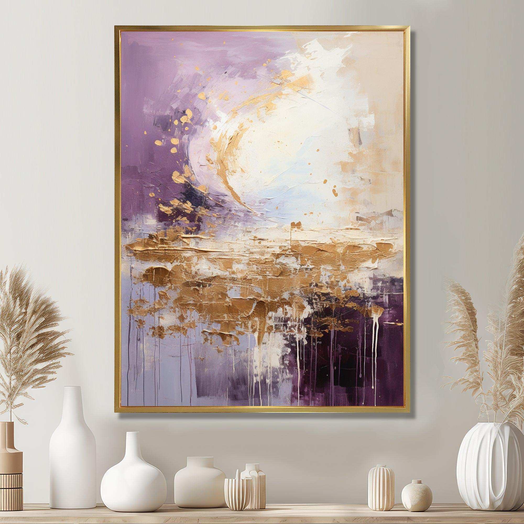 Purple and gold mountain landscape III - Landscapes Canvas Wall Art
