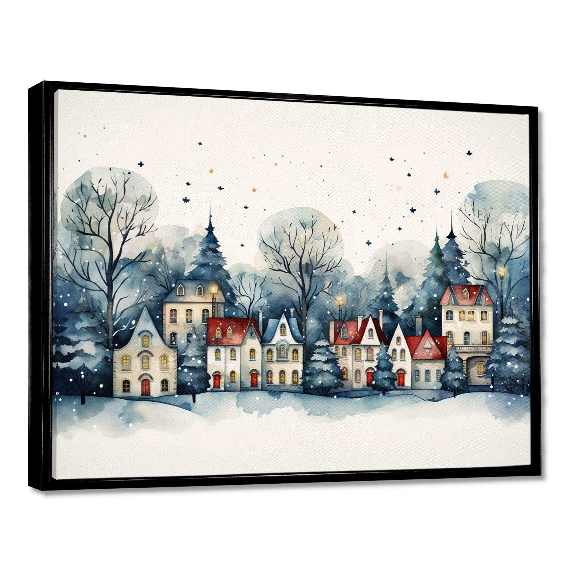 Christmas village in Winter I - Landscapes Canvas Wall Art